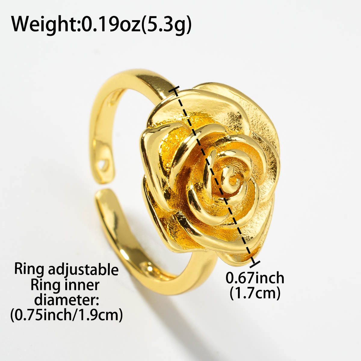 Women's Elegant Rose Flower Shaped Open Copper Ring